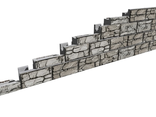 MagnumStone Half-High Units for Step-Downs Sloped Land Retaining Walls