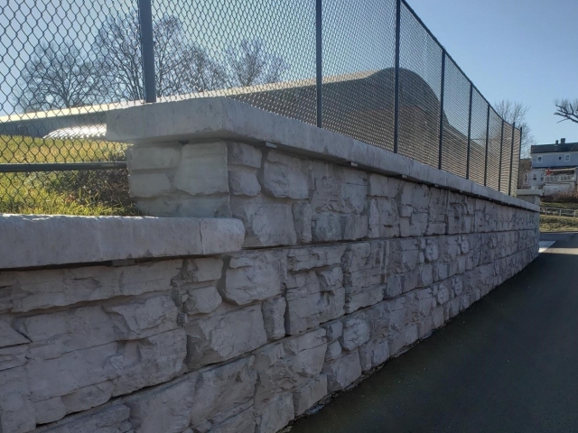MagnumStone Retaining Wall Step-Ups and Cap Units.